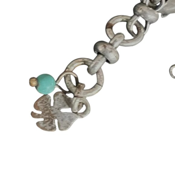 Lucky‎ Brand Turquoise & Silver Snowflake Winter Pendant Necklace - Picture 4 of 7